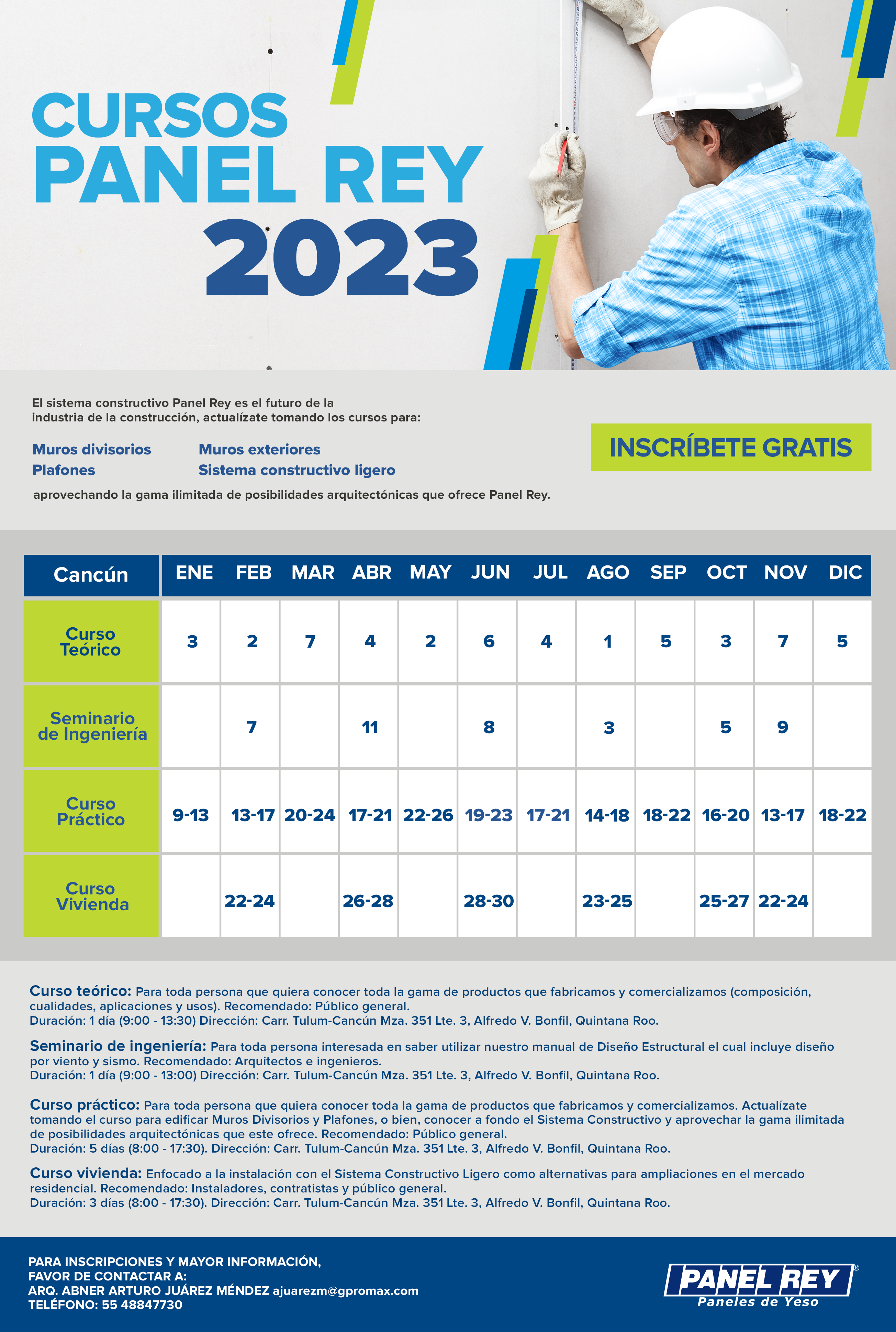 CANCÚN | CURSO PRÁCTICO; MUROS DIVISORIOS, PLAFONES, MUROS EXTERIORES, SISTEMA CONSTRUCTIVO LIGERO. 