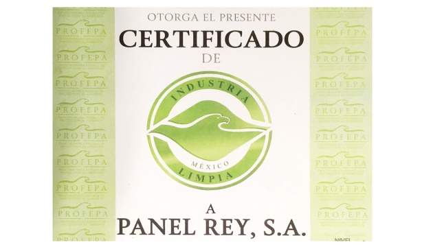 Certificado Industria Limpia a Panel Rey